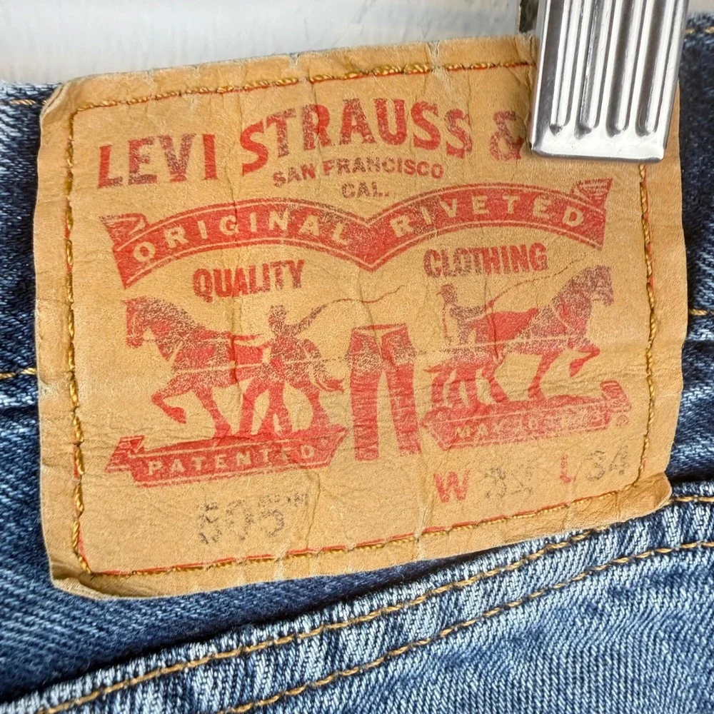 Levis 505 Mens Straight Leg Regular Fit Jeans 32x34 (31x31) Distressed Americana